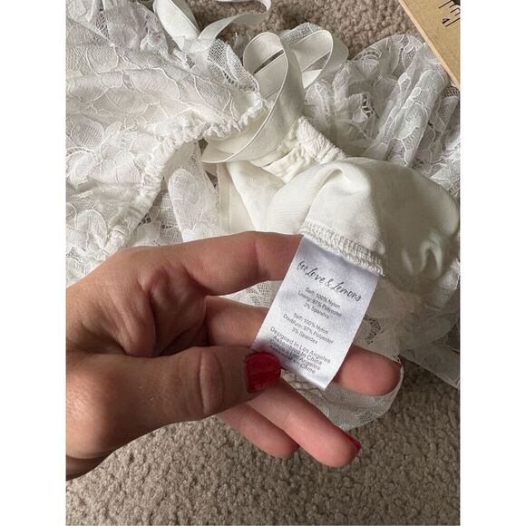 For Love & Lemons Loretta Crop Top Blouse size S White Lace Ruffle Floral - Picture 10 of 10